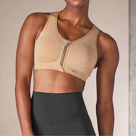 SHEFIT Other - SHEFIT Lounge Bra Luxe Beige Front Zip Sports Bra Wireless Comfort Active